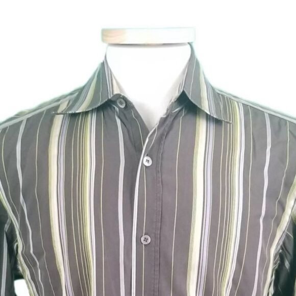 Ted Baker Large Multi Color Stripe Button Front Casual Shirt 100% Cotton - Picture 1 of 4
